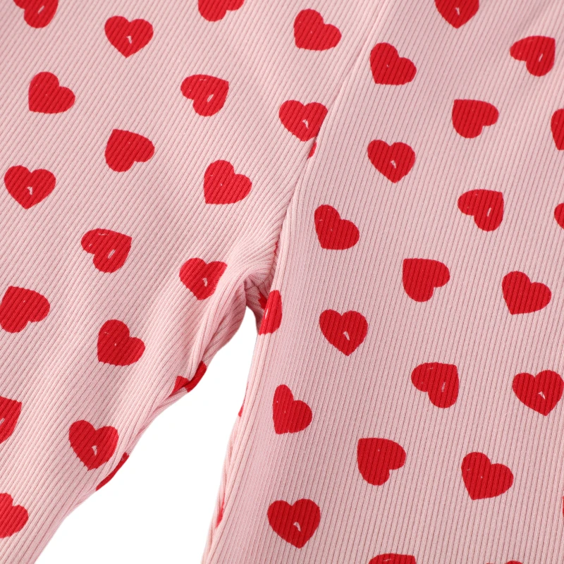 ليتل مافين الخريف الربيع الصغار الفتيات السراويل عيد الحب الأحمر الحب القطن بنطال أولادي قلوب طماق للأزياء #4