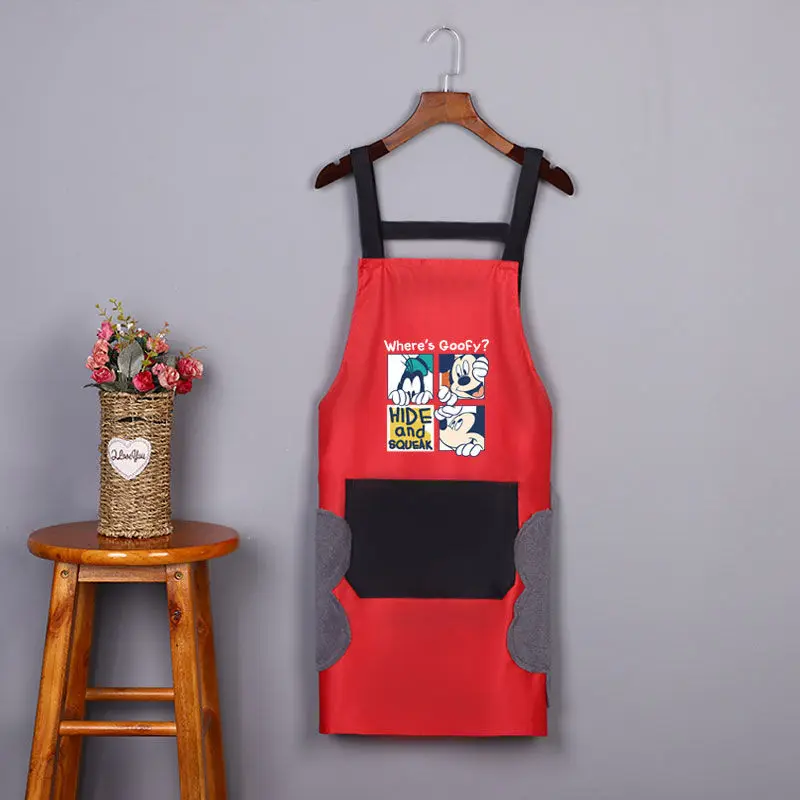 Disney Mickey and Minnie sleeveless apron waterproof and oil-proof fashionable women's hand-wipeable kitchen cooking apron