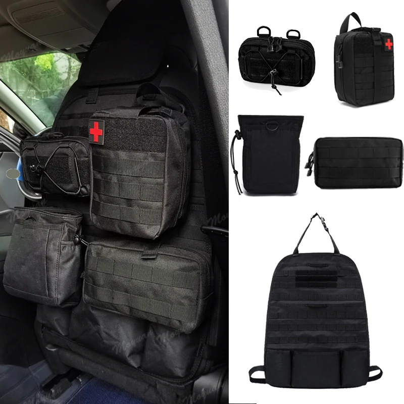 

Tactical Seat Back Organizer Storage Hanger Bag with 5 Molle Pouch Vehicle Molle Panel Organizer Universal fits for All Vehicel