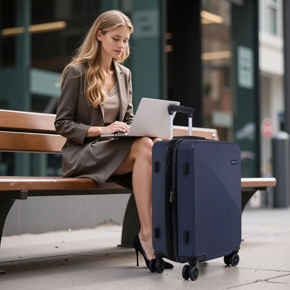 حقائب صلبة قابلة للتوسيع مع عجلات قابلة للفصل، مجموعة أمتعة خفيفة الوزن معتمدة من شركة الطيران، 22 × 14 × 9 بوصة للسفر #2