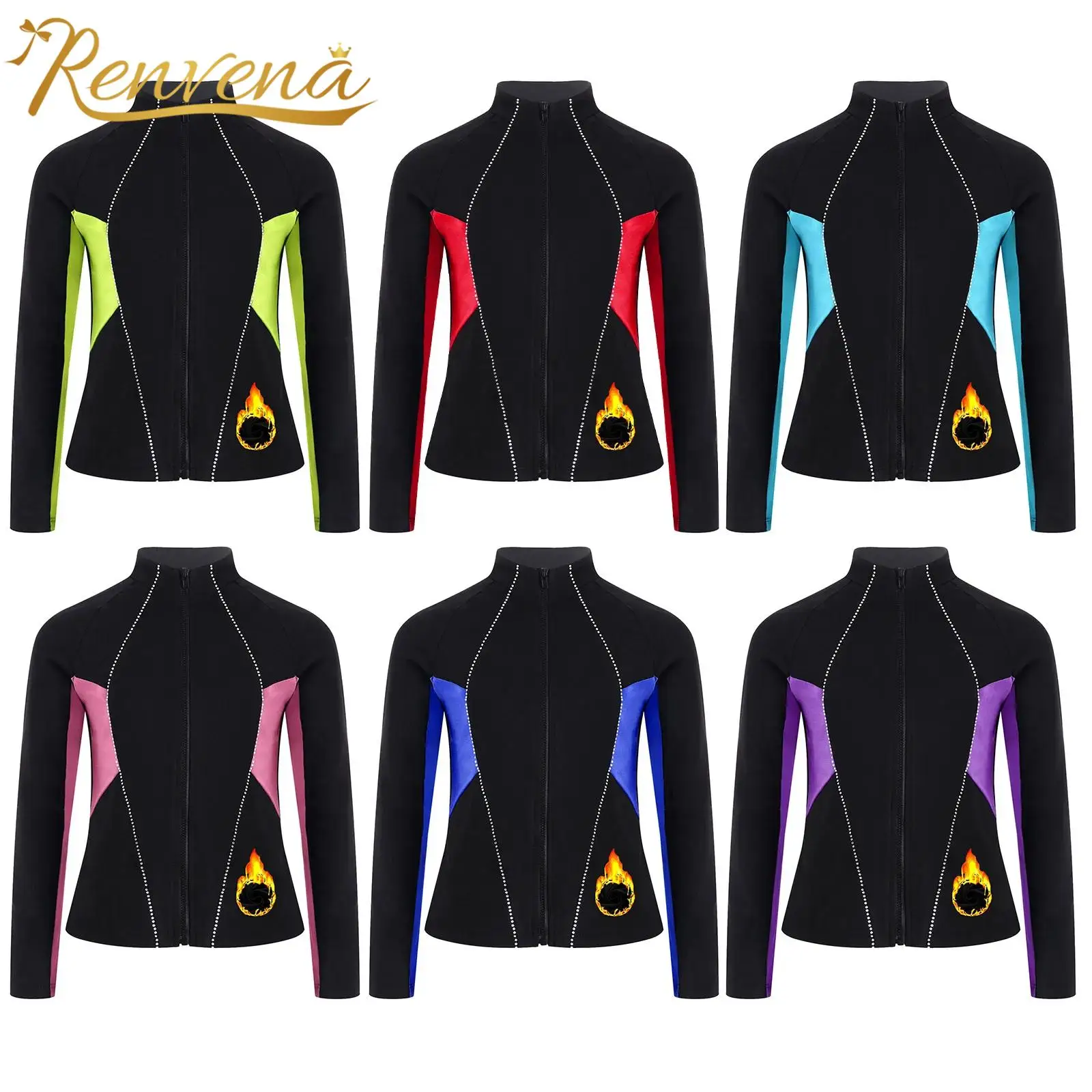 Fleece-Lined Jackets Girls Figure Skating Gymnastics Jacket Ballet Leotards Sweatshirt Children Outerwear Sports Workout Coat