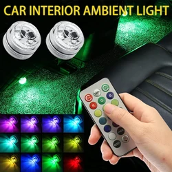 LED Car Interior Ambient Light Wireless Adhesive Remote Control Decoration Auto Roof Foot Atmosphere Lamp Bicycle Tail Light