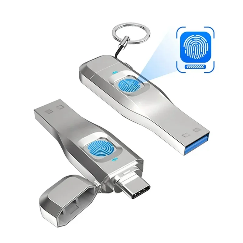 Practical-Fingerprint Flash Drive Metal OTG Pendrive USB3.0 Type C For Laptop Phone Lock Thumbdrive Jump USB Disk