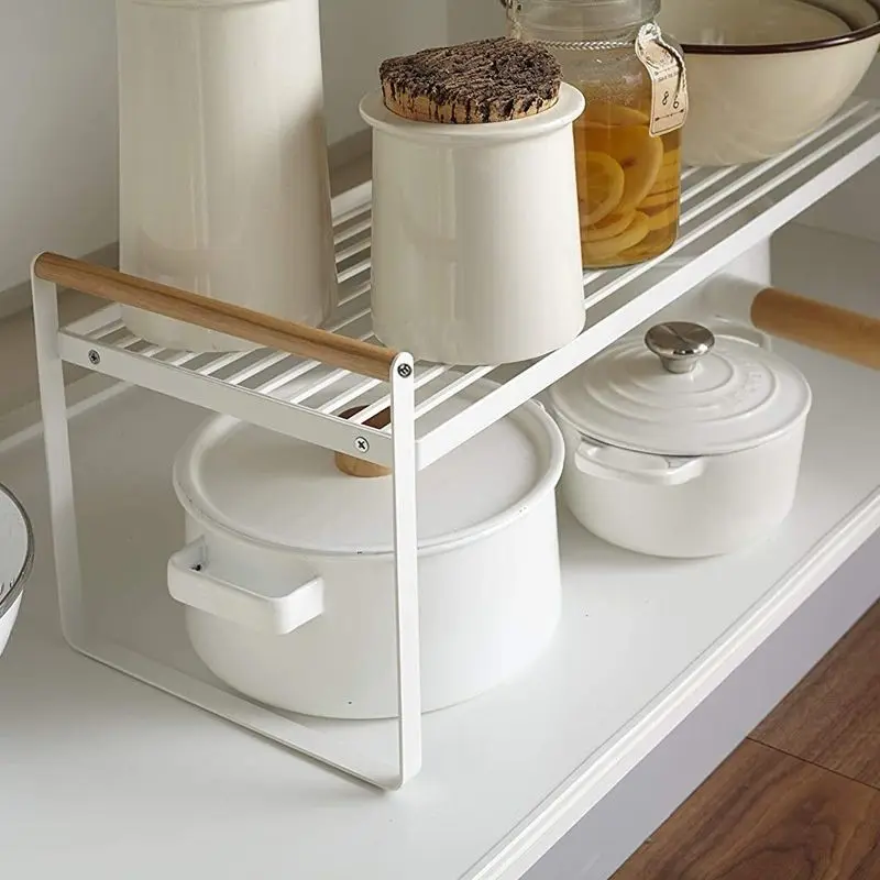 Cabinets Counter Shelf 2 Layers Durable Iron Storage Organizing Rack for Kitchen Bathroom Under Sink Pantry Desktop