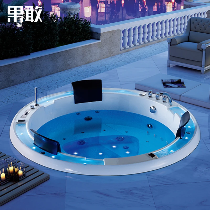 Acrylic embedded waterfall couple surfing massage 1.6 1.8 2 meter bathtub with constant temperature heating 755