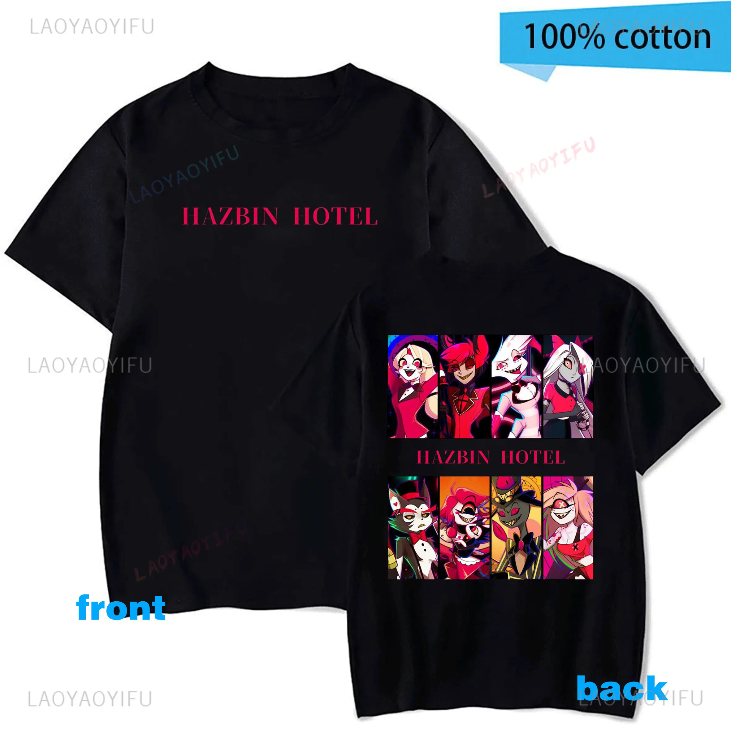 Hazbin Hotels Round Neck Tee Shirt Man Cotton Clothes Hazbin-Hotels Alastor Birthday Gift Tshirt Awesome Short Casual Unisex Top