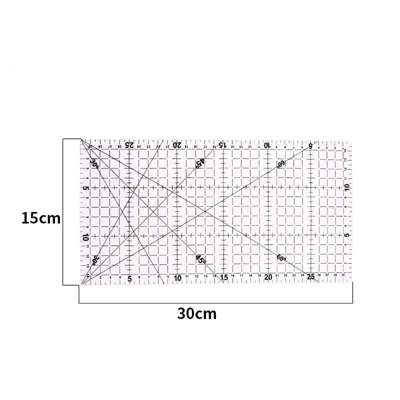 Regla de retales de 30x15 cm, herramientas de acolchado, regla transparente acrílica, escala Manual de tela, plantilla de costura manual, bricolaje