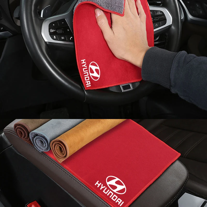 Car wash towel Emblem Accessory For Hyundai Genesis N-LINE I10 I20 I30 I40 IX20 IX35 Kona Getz Veloster Tucson Elantra Azera
