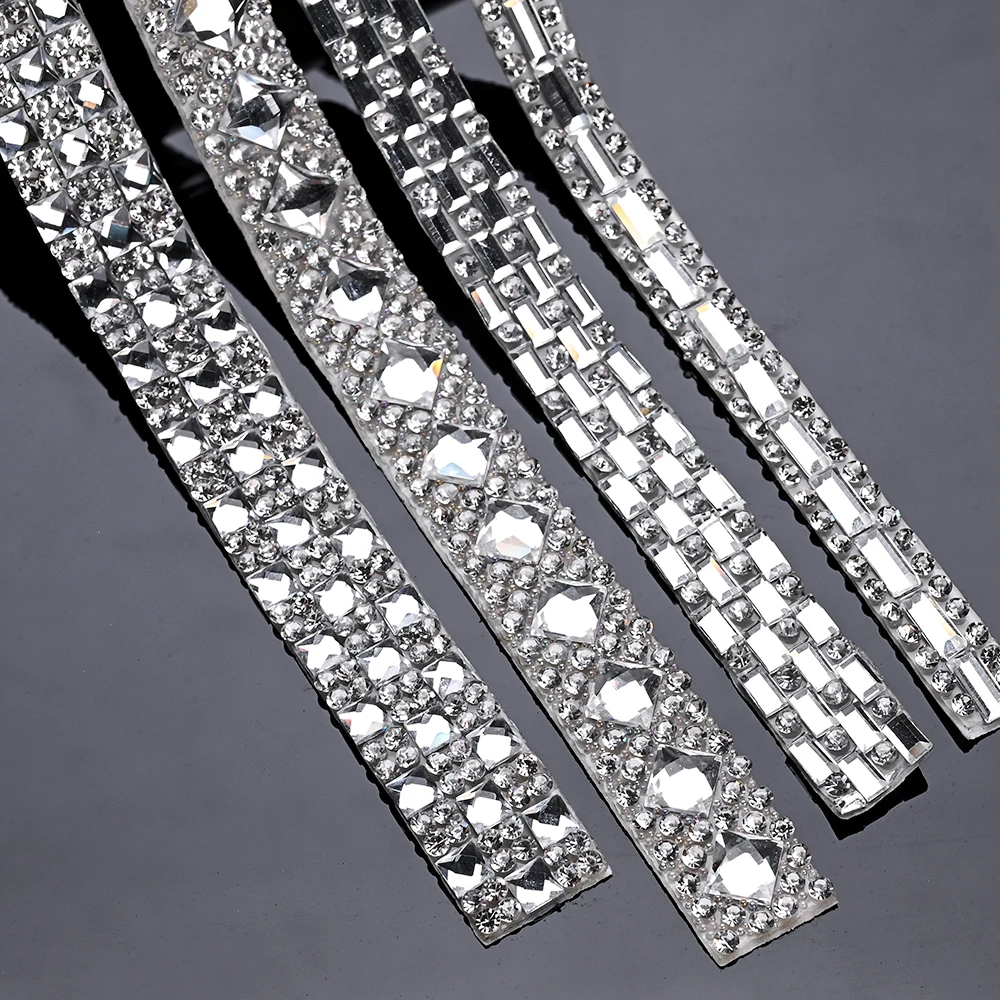 Selbstklebendes Strassband, Kristall-Bling-Klebestreifen für DIY-Bastelarbeiten, Schuhe, Taschen, Hochzeitsdekoration und Auto-Innenausstattung – Detail 1