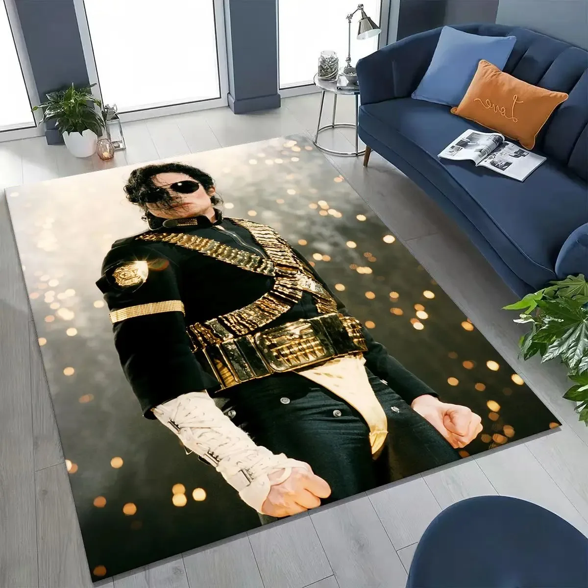 Fashion MJ Michael Jackson King of Pop Art Rug for Bedroom Living Room Sofa Home Doormat Decor Large Kids Non-slip Floor Mat