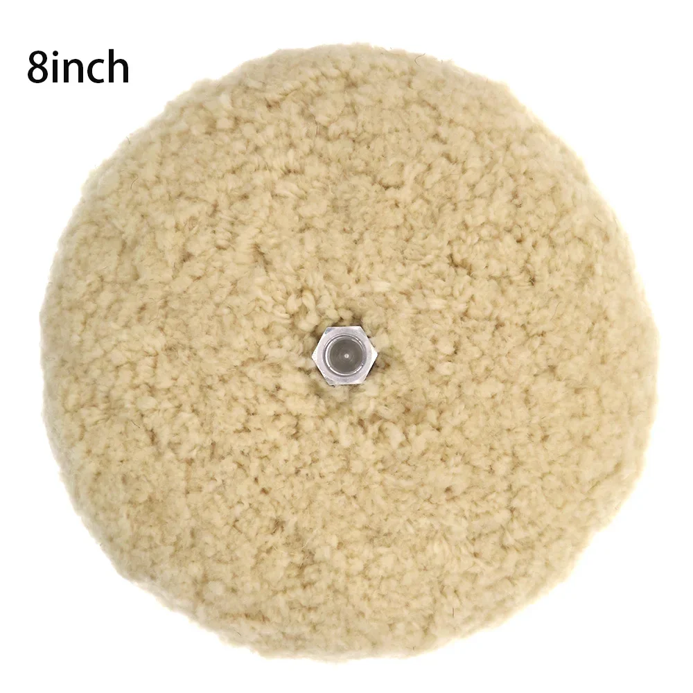 Tampone per lucidatura per auto da 8" Tampone per lucidatura in lana spessa su entrambi i lati con adattatore per bullone di prolunga per filettatura 5/8"-11 per lucidatura e taglio