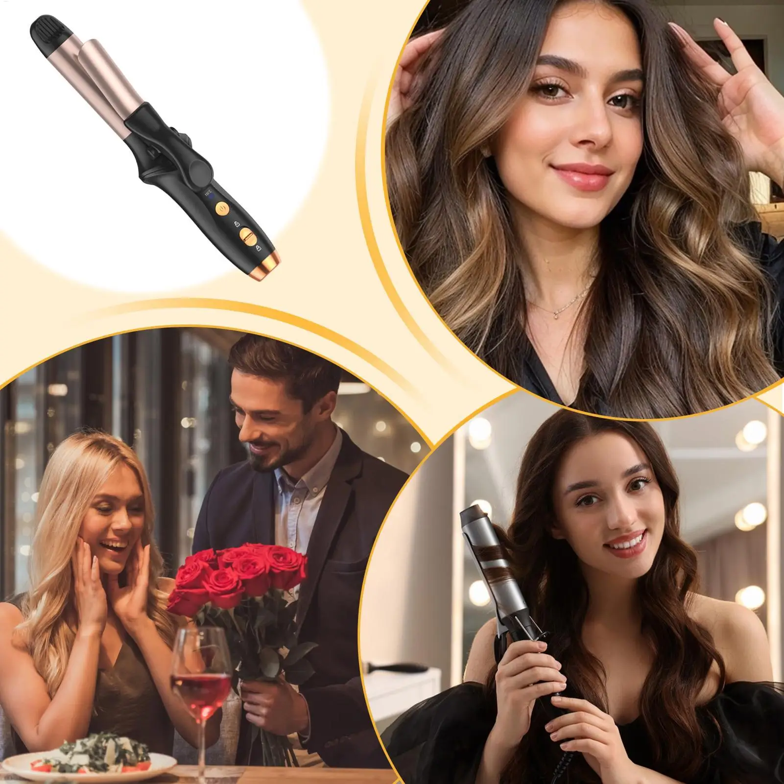 

Curling Irons 3-Temperature Anti-Scald Styler Hair Styling Ceramic Curling Iron For Women Girls Stylists Long Short Straight