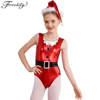 Body de Navidad para niñas, disfraz de Papá Noel, leotardo de gimnasia, leotardo de Ballet metálico brillante, traje de baile