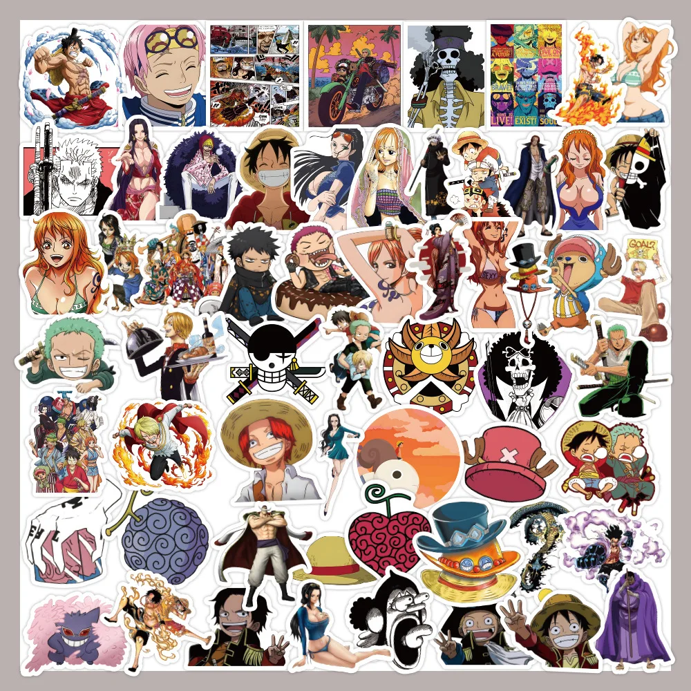 50pcs One Piece Cartoon Kawaii Stickers Mobile Phone Case Luggage DIY Decorative Supplies Waterproof Stickers For Kids Toy