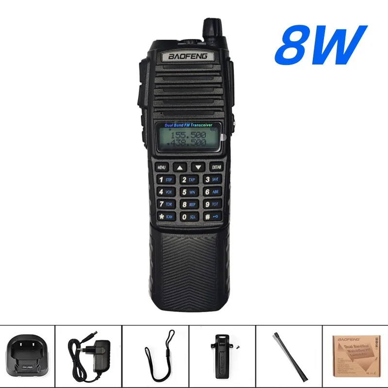 Baofeng UV-82 8W Walkie Talkie dalekiego zasięgu przenośne z akumulatorem USB 3800mAh Baofeng UV82 dwukierunkowe stacje radiowe dużej mocy