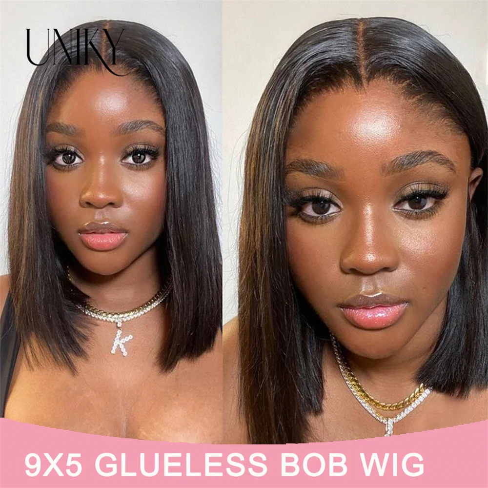 

12A Wear And Go Glueless Wig 180 Density Straight Bob Wig Preplucked Human Hair Wigs 6x4 Hd Lace Closure Wig On Sale Clearance