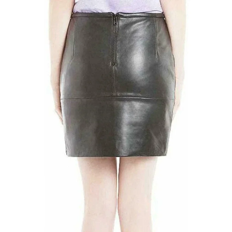 Women Genuine Sheepskin Pure Leather Mini Skirt Black Outfit Skirt Fashion Trend