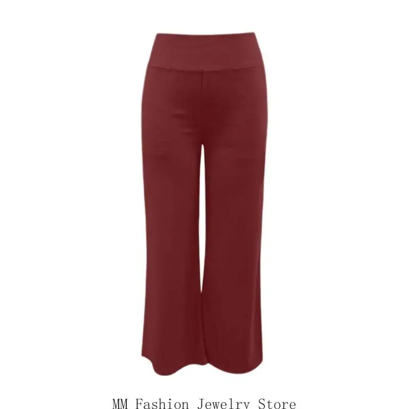 

Удобные женские брюки с высокой талией, широкие брюки для йоги, дизайн для офиса, повседневные карманы D0UB