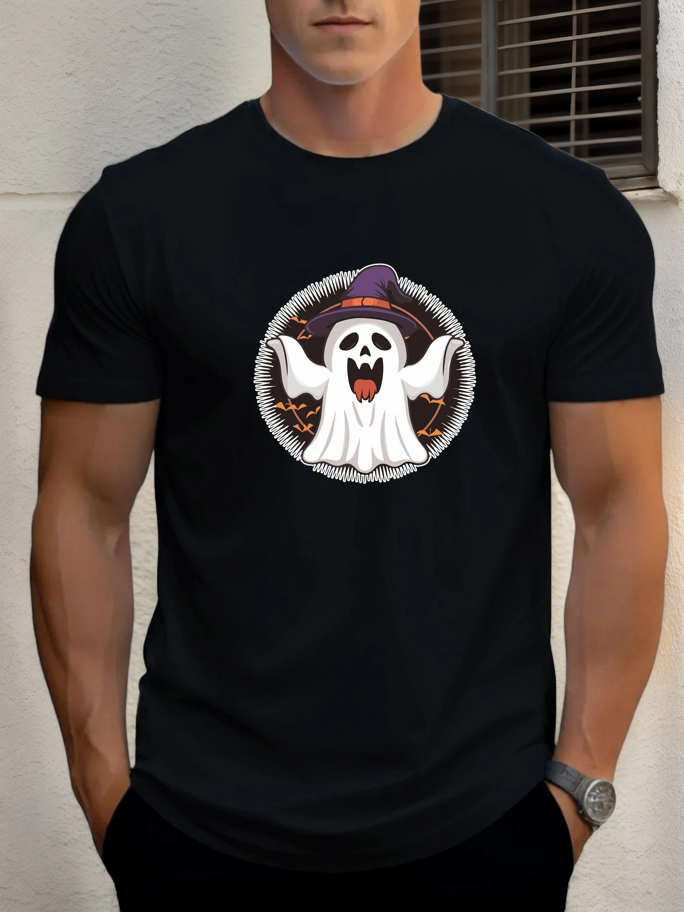 

T Shirt For Men's Ghost 100% Cotton Graphic Print Summer Round Neck Tee Casual Breathable Streetstyle Daily Cool T Shirt
