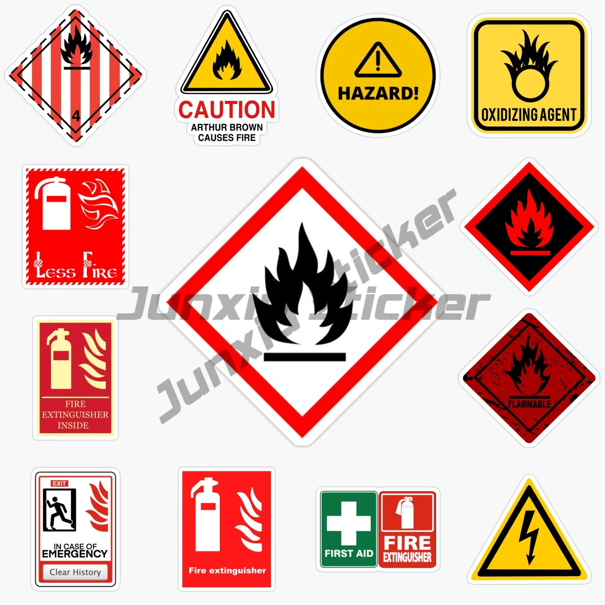 

Warning EXTINGUISHER CAUTION FLAMMABLE AREA CAUTION FIRE HAZARD Vinyl Self-adhesive Car Sticker
