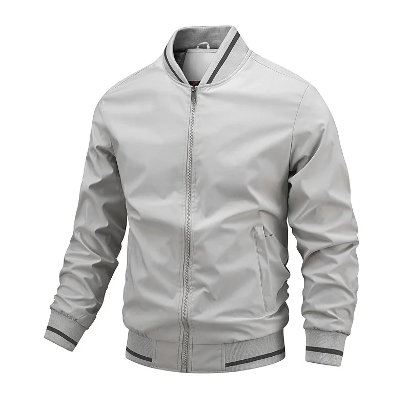 Spring Autumn Men's Stand Collar Sports Jacket Slim Fit Baseball Uniform Plus Size Casual Windbreaker Sports Zipper Jacket