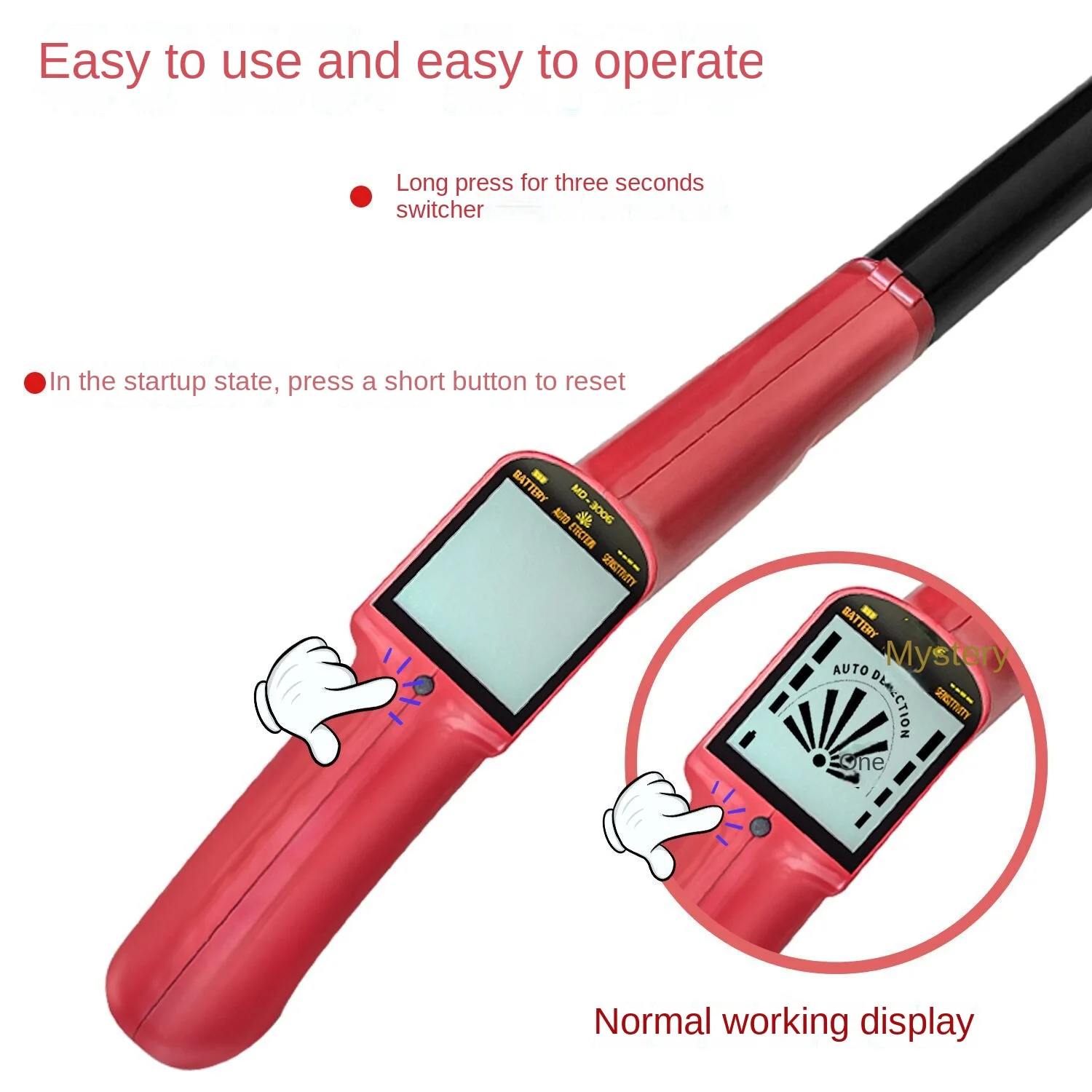 MD3006 Metal Detector Pinpointer Coin Finder High Accuracy Tool for Inspection Searching