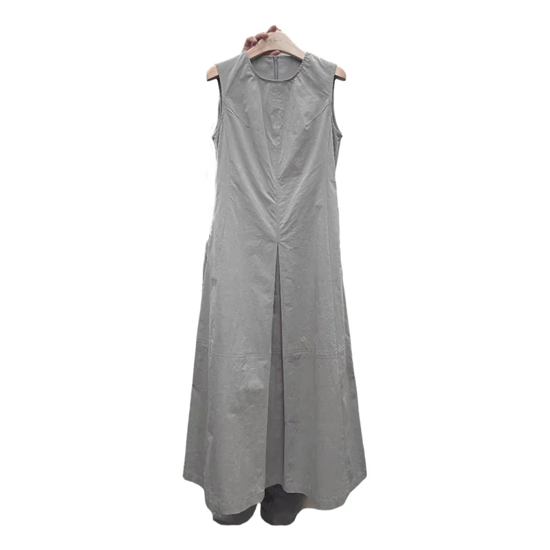 Women Elegant Dresses Vintage Robe Sleeveless Loose Long Dress Oversized Female Autumn Vestidos