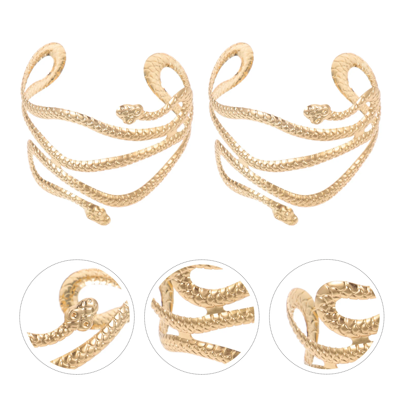 

2pcs Snake Arm Cuff Bangle Upper Arm Bracelet For Women Open Armlet Jewelry Party Wedding Banquet Club Daily Wear Hand Chain