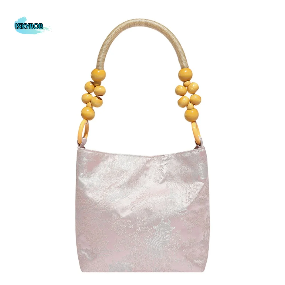 

Casual Large Capacity Chinese Style Handbag Butterfly Bead Embroidery Shoulder Bag French Sweet Retro Underarm Bag Students