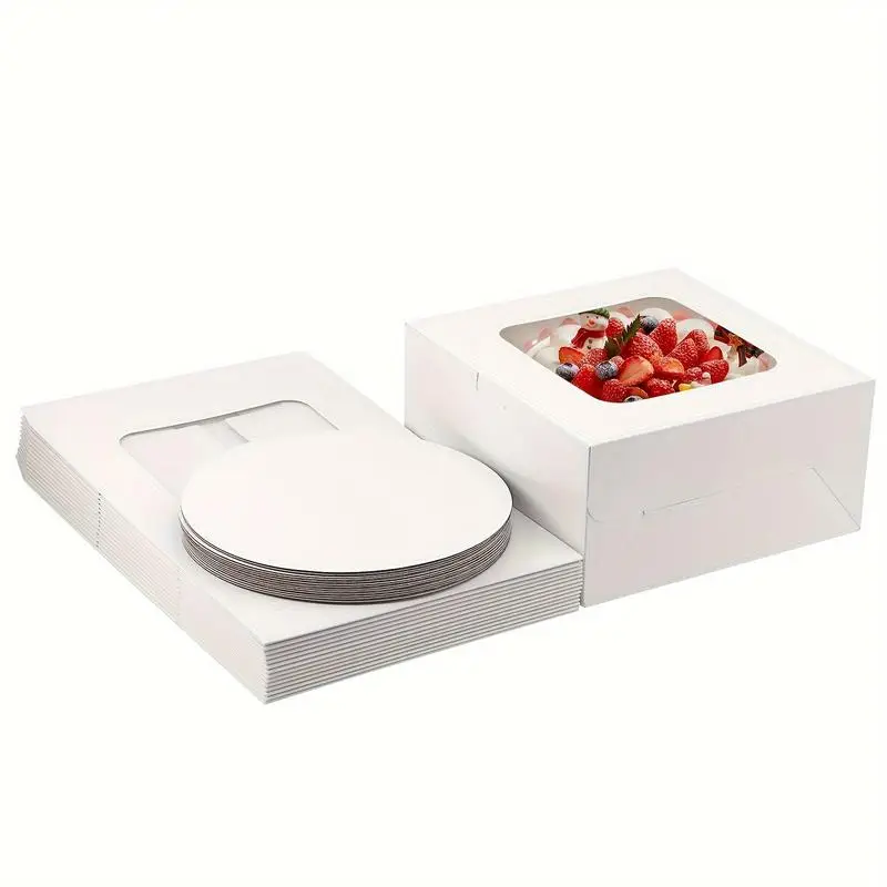 

80 Set Cake Boxes with Clear Window and Boards, Disposable Containers with Lids for Cake, Cheesecake, Wedding, Birthday,