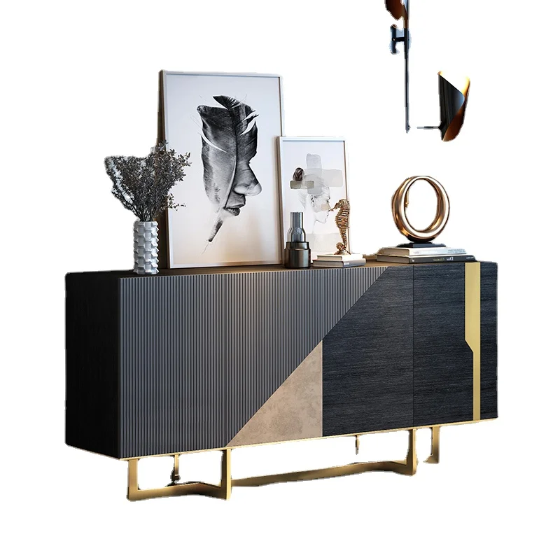 

YY Simple Entrance Foyer Hallway Affordable Luxury Style Black Storage Curio Cabinet