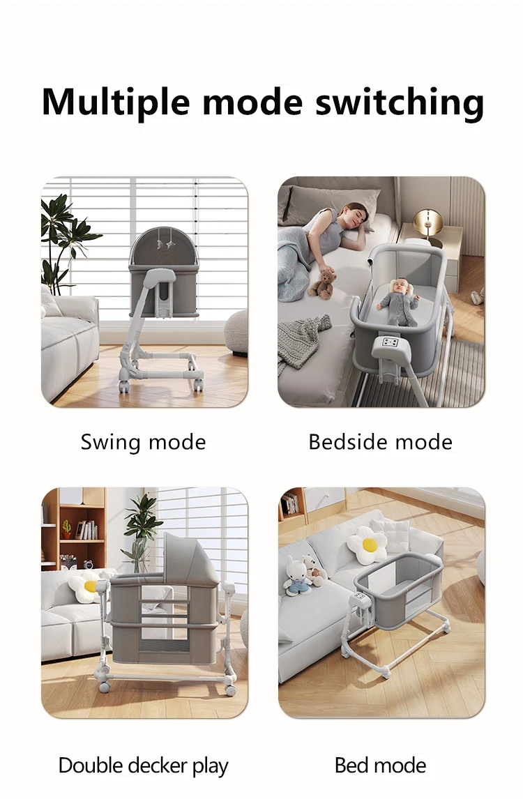 culla elettrica neonato colori neutri grigio khaki e light gray