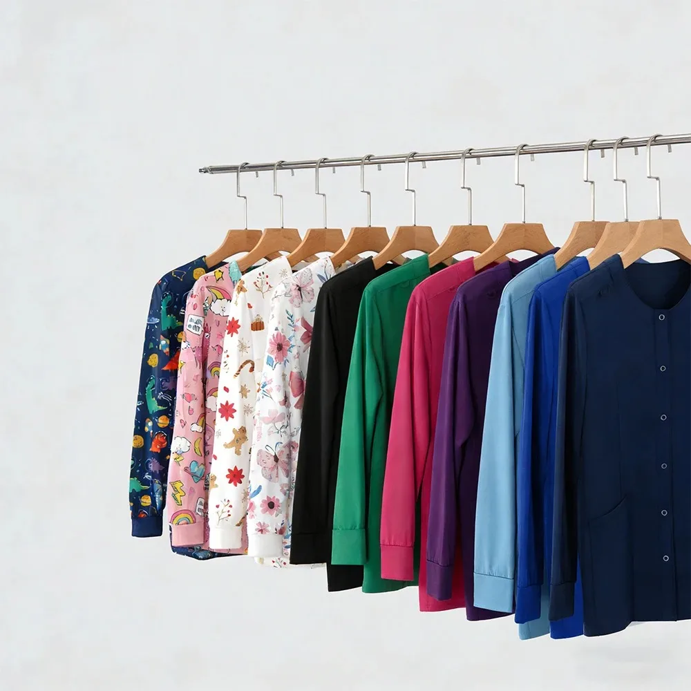 

Nurse Scrub Jacket Women Men's Coat Medical Surgical Work Hospital Uniform Dentist Clinic Outwear Pharmacy Pet Shop Work Uniform