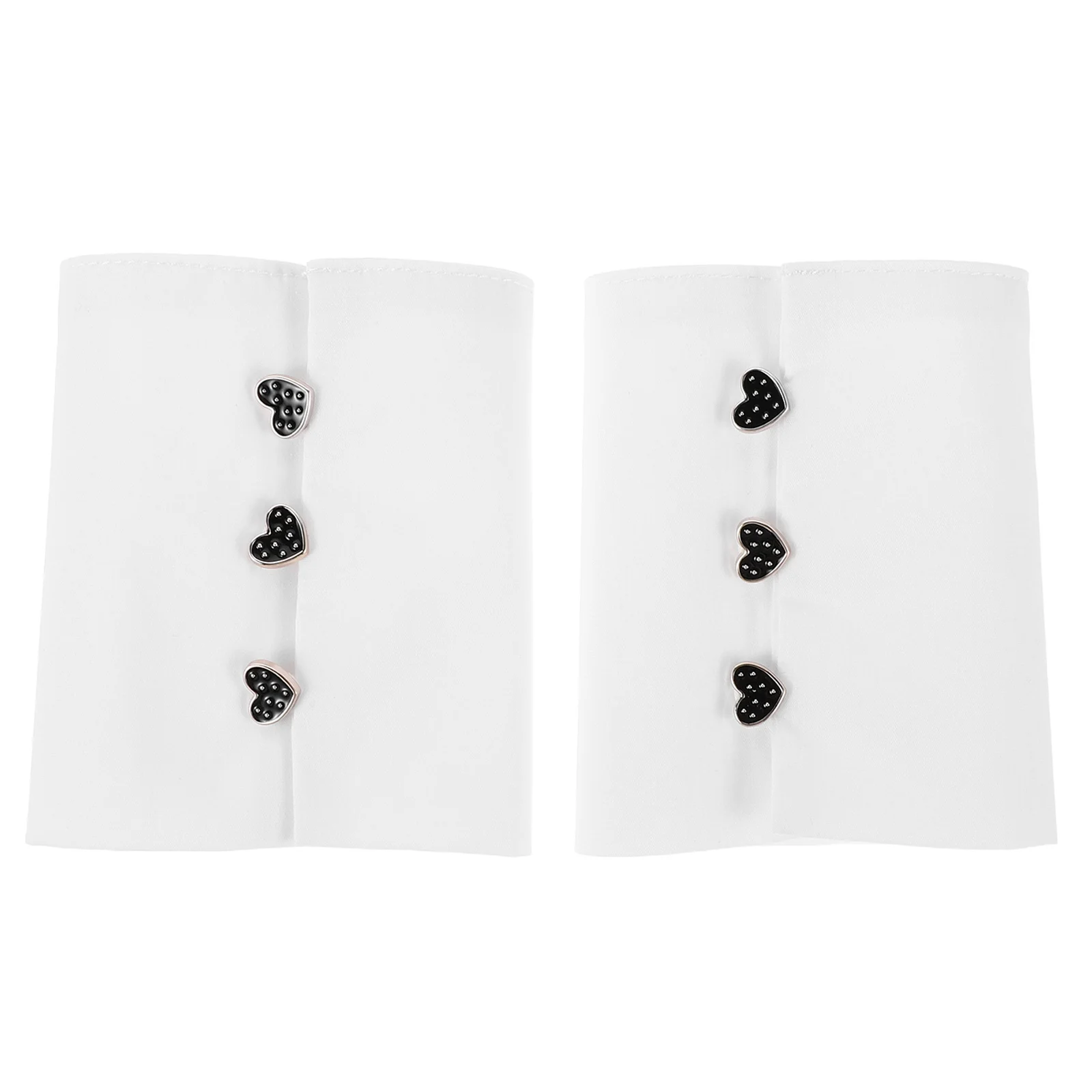 여성용 하트 버튼 가짜 셔츠 소매 커프스 팔 액세서리 면 소재 손목 커프스 세련된 레이어드 룩 1쌍 화이트 탈부착 가능 슬리브