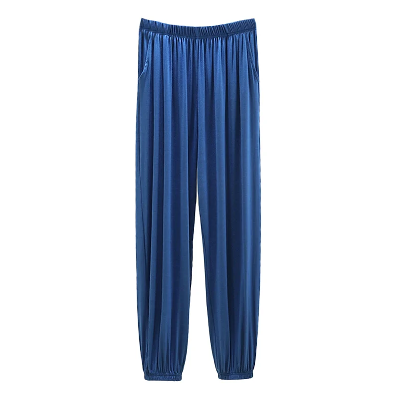 Calças spwear modal masculinas de seda gelo casual solto fino longo casa calças confortáveis respirável verão lazer móveis roupas