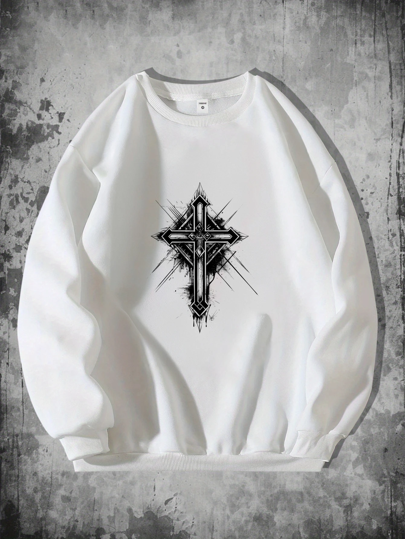 

Мужская толстовка, роскошный оверсайз, осенний пуловер с длинными рукавами, черный крест, пуловер с графическим принтом, спортивные майки, высокое качество