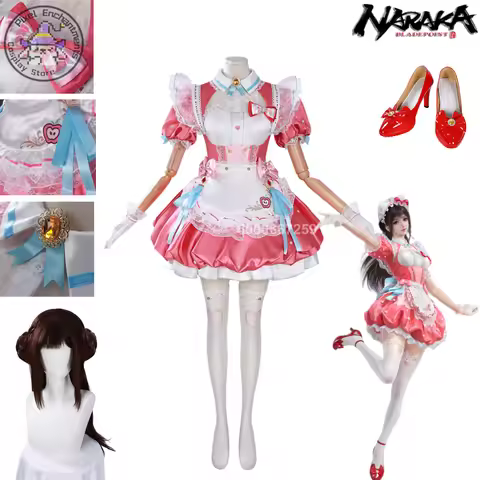 Game Naraka: Bladepoint Hu Tao Cosplay Costume Anime Fashion Clothes Pink Lolita Dress Wig Shoes for Women Halloween Role Play