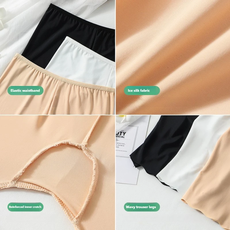1/3 قطعة سراويل أمان نسائية من الحرير الجليدي بدون أثر مضادة للضوء سراويل صيفية رفيعة غير ملفوفة قابلة للتنفس الملاكمين