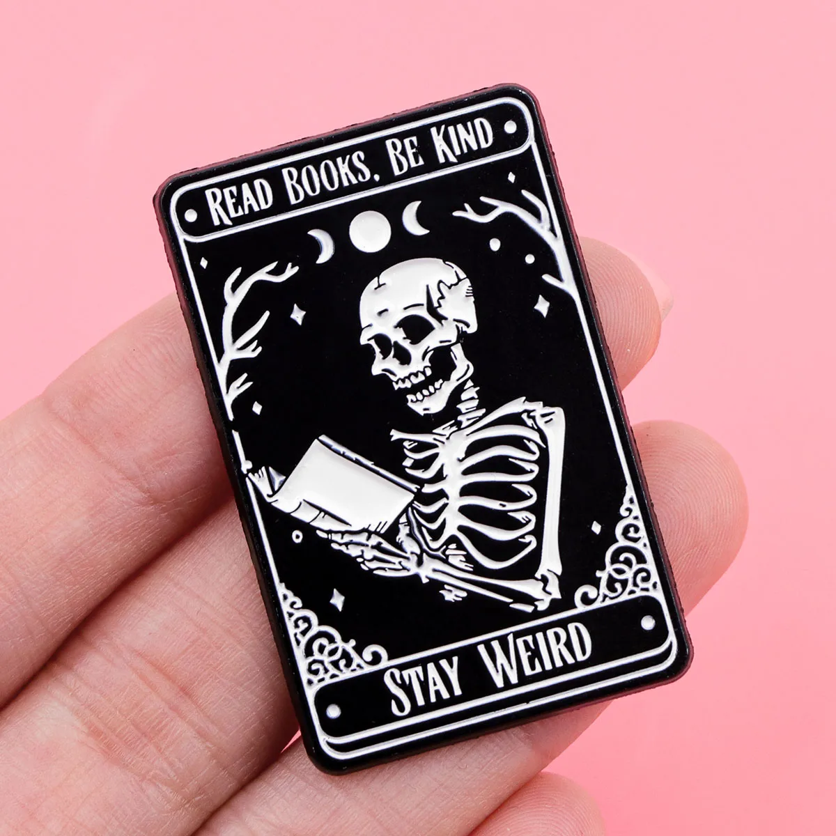 Bookworm\'s Delight Enamel Pin Black Cat Skeleton Brooches Lapel Pins Books Badges on Backpack Clothing Accessories Reader Gifts