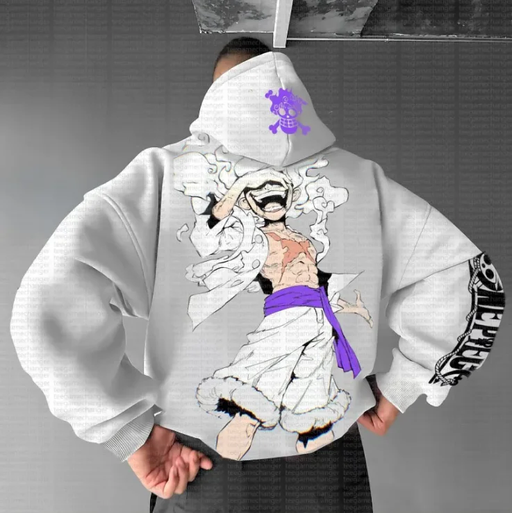 هوديس رسمي للرجال والنساء مطبوع عليه الرسوم المتحركة قطعة واحدة، هوديس فضفاضة وكبيرة الحجم للشارع