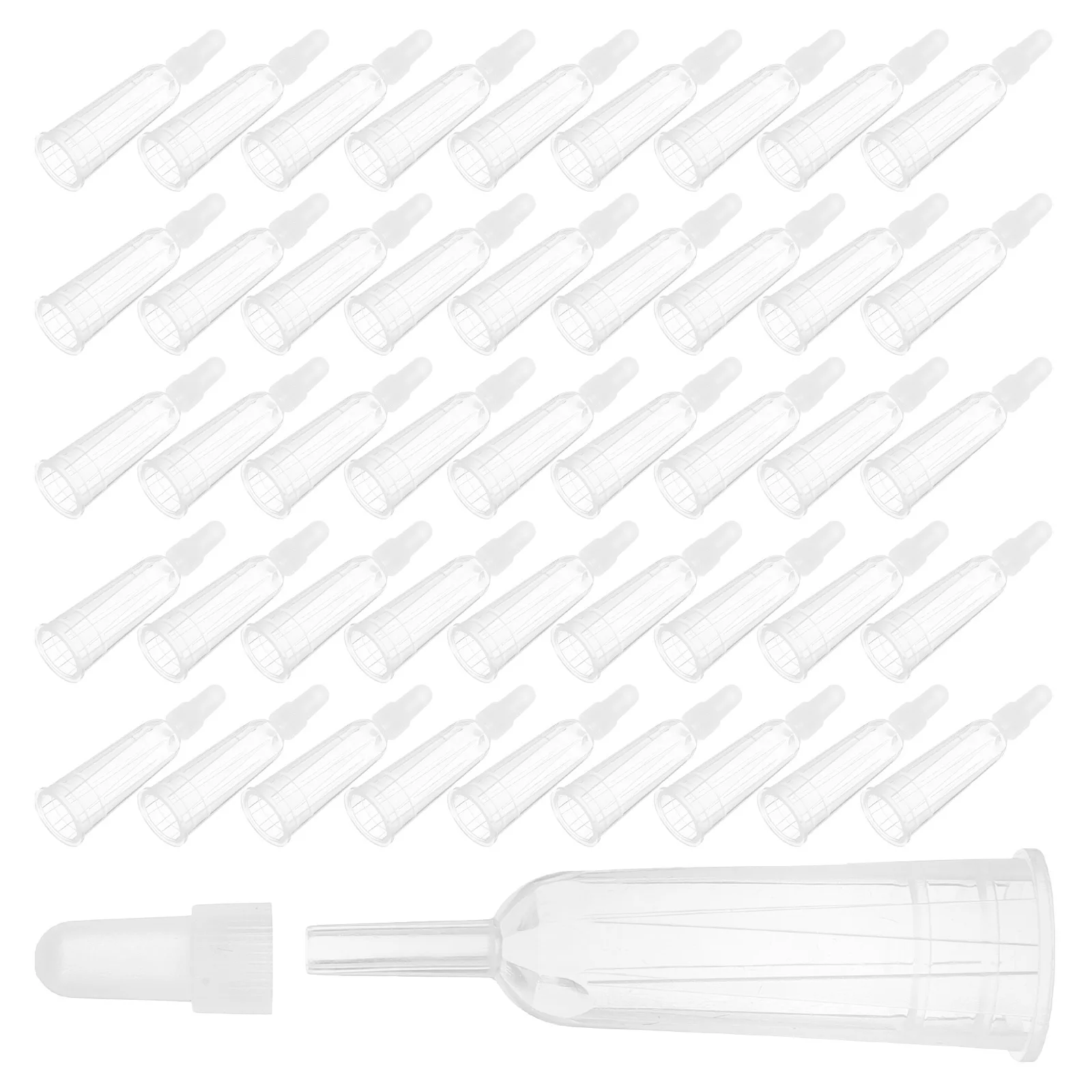 

50pcs Ampule Tips Transparent TPE Material Replacement Dispensing Tips for 1 3ml Bottles Bulk Packaging Skincare Accessories