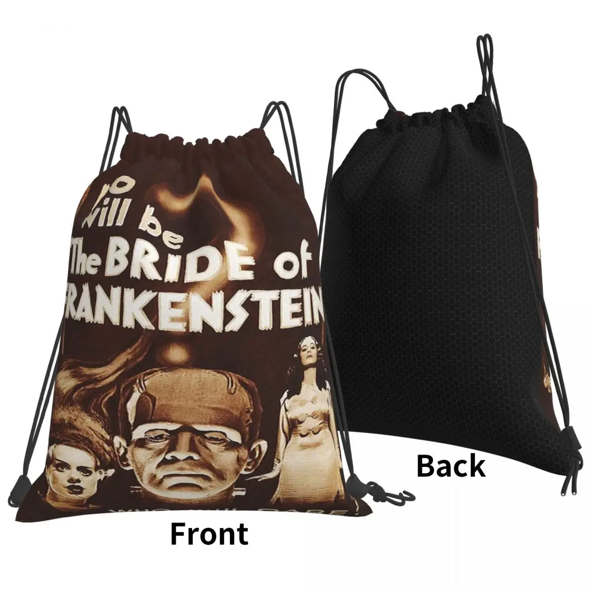 Bride Of Frankenstein Poster Backpacks Portable Drawstring Bags Sports Bag Book Bags for Man Woman Students