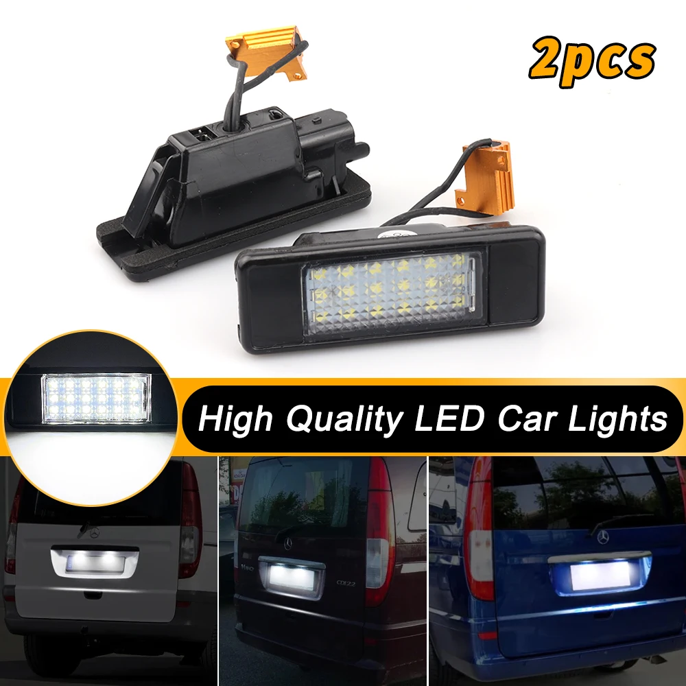 2PCS LED Rear License Plate Lights Canbus No Error 18SMD For Mercedes-Benz Viano Vito (W639) Sprinter (906)