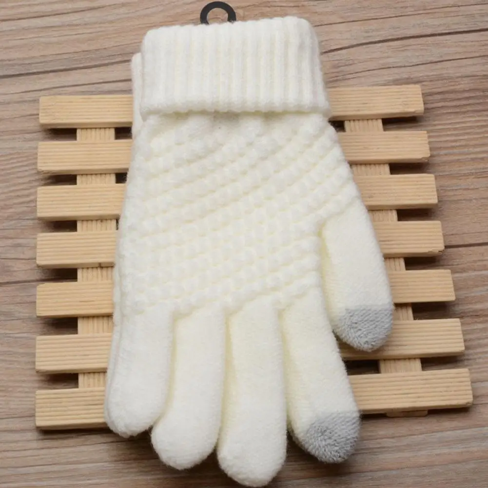 Frauen Männer Warme Winter Touchscreen Handschuhe Stretch Stricken Fäustlinge Volle Finger Guantes Weibliche Häkeln Handschuh