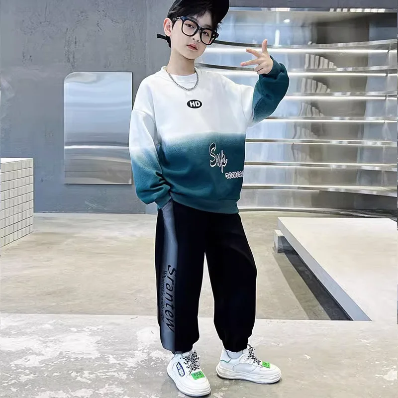 

2026 New Spring And Autumn Long-sleeved Sweatshirt And Long Pants Set for Boys Aged 4 To 14 Makes Them Look Sporty And Stylish