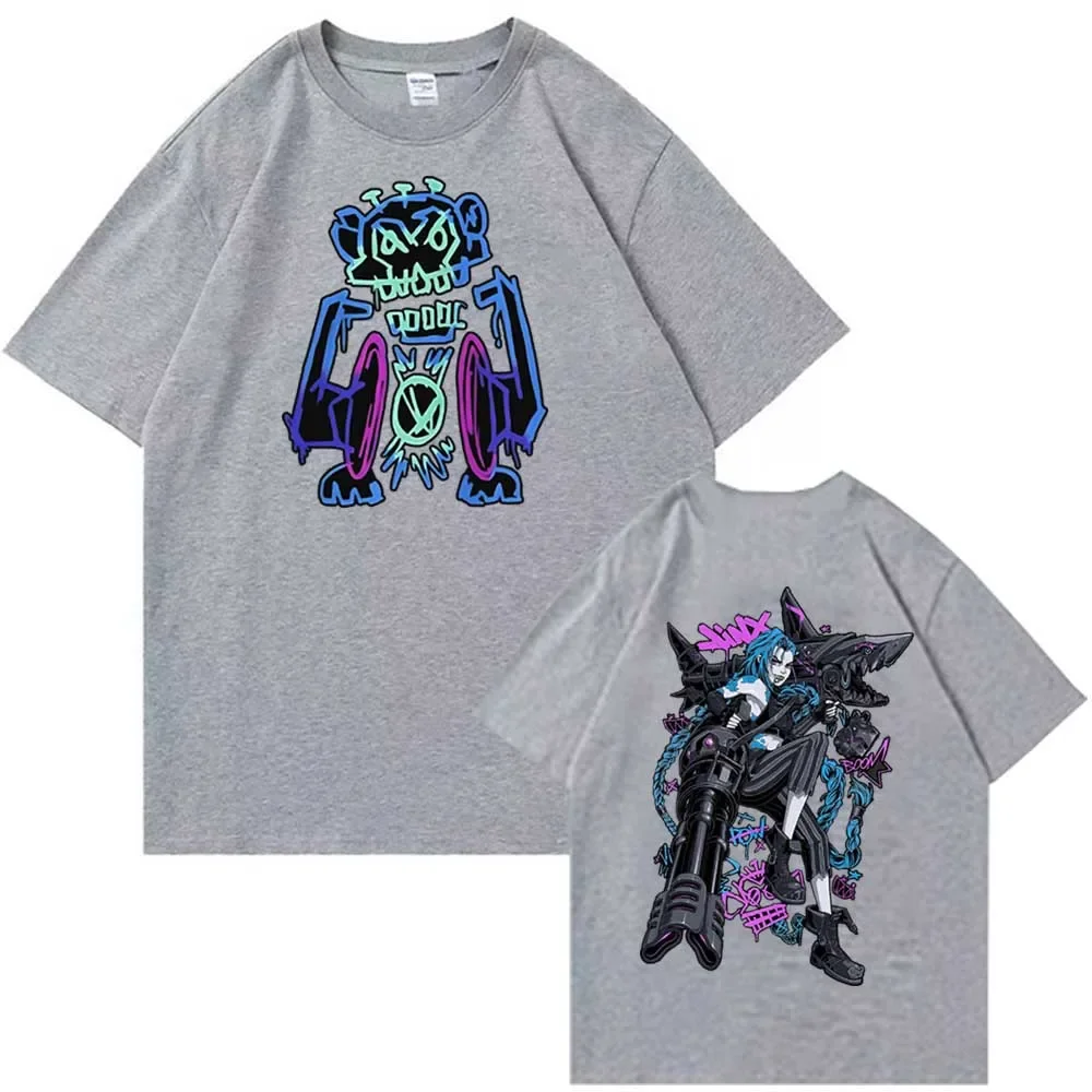 Arcane Jinx Graffiti T-shirt Man Women Harajuku O-neck Summer Casual tee Shirt game t shirt