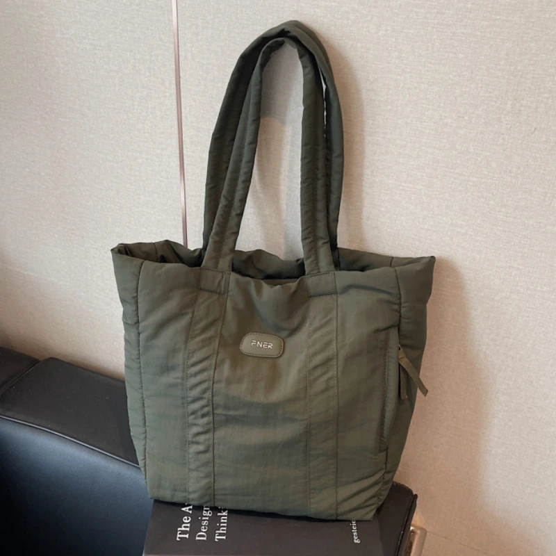 

Casual Women Shoulder Bag New Simple Nylon Cotton Clothing Bag Large Capacity Tote Bag Versatile Commuting Handbag Satchels