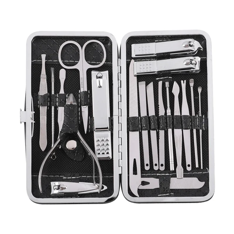 Set Manicure 19 in 1 in acciaio inossidabile Kit tagliaunghie professionale di strumenti per Pedicure tagliaunghie incarnite