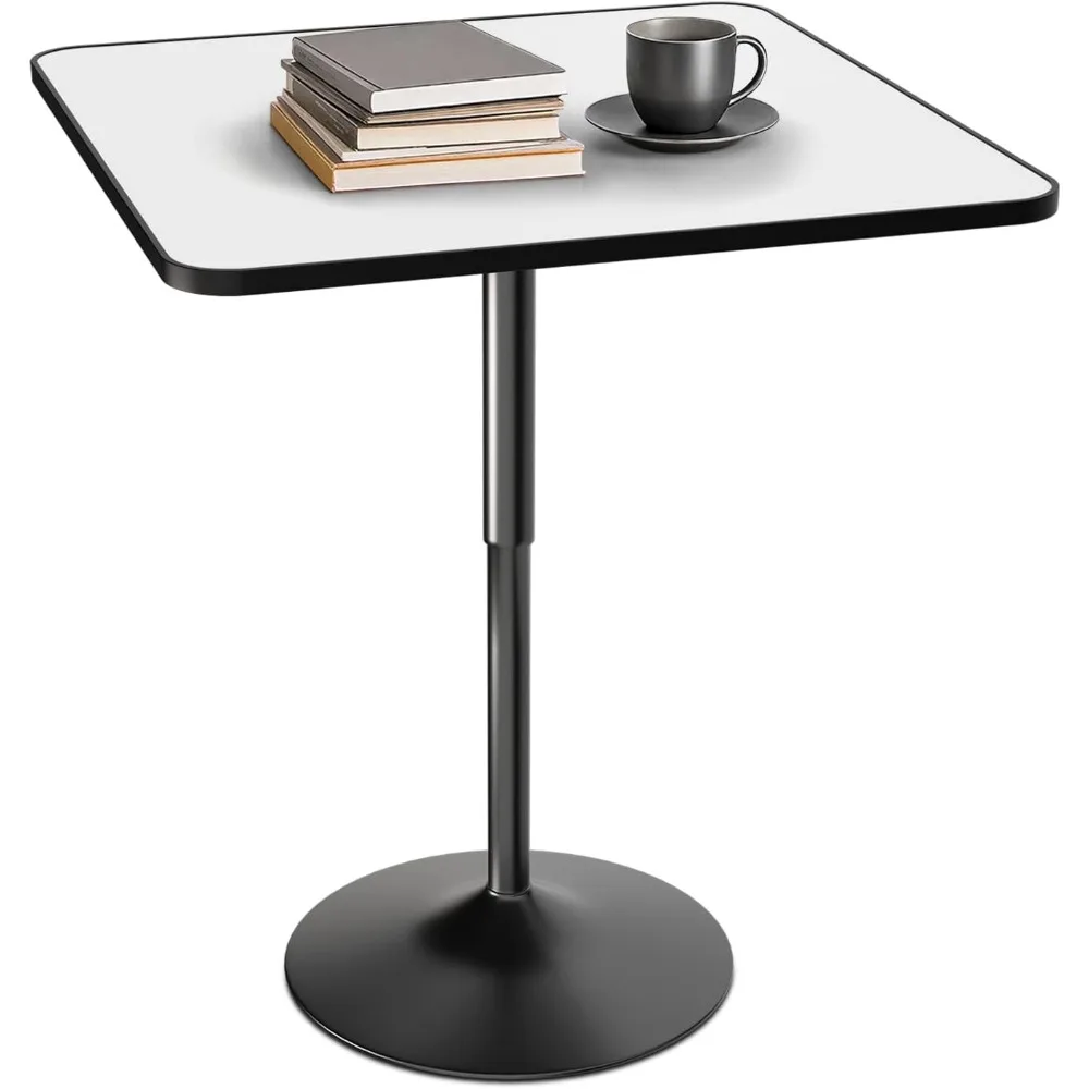 

Bar Table Square Cocktail Table with Metal Base, Height Adjustable Bistro Table for Kitchen Island Bar Counter