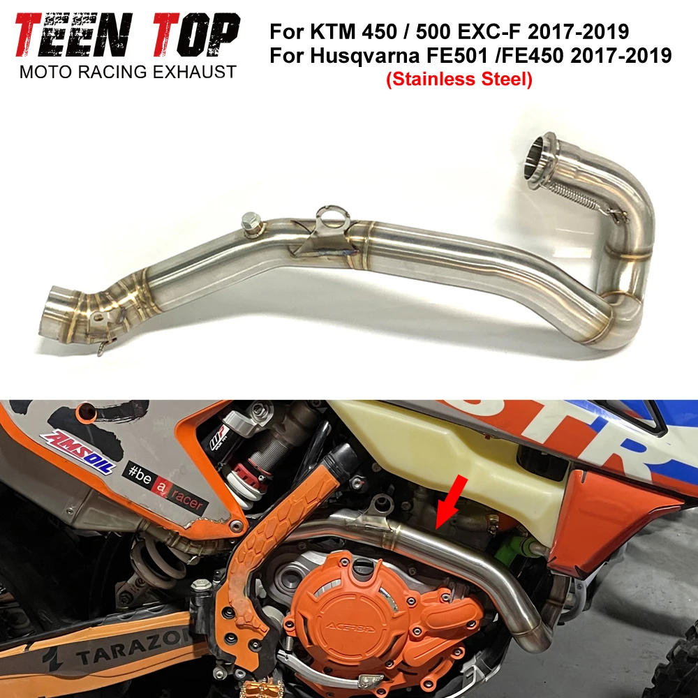 50mm Motorcycle Escape Exhaust Elbow For KTM450 EXC-F 500 EXC-F Offroad Bike Exhaust Header For Husqvarna FE501 FE450 2017-2019